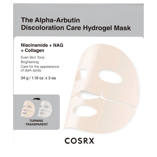 COSRX - Arbutin Discoloration Hydrogel Mask - Sada hydrogélových rozjasňujúcich masiek s alfa-arbutínom - 34g x 3ks