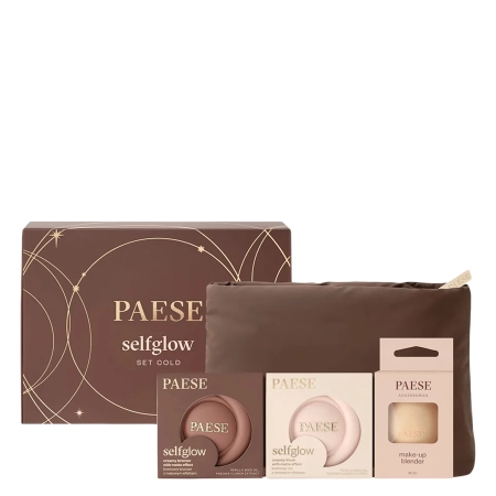 Paese - Vianočná sada - Selfglow Set - Krémový bronzer 8g + Krémové lícenka 8g + Hubka na make-up 1ks + Kozmetická taštičk