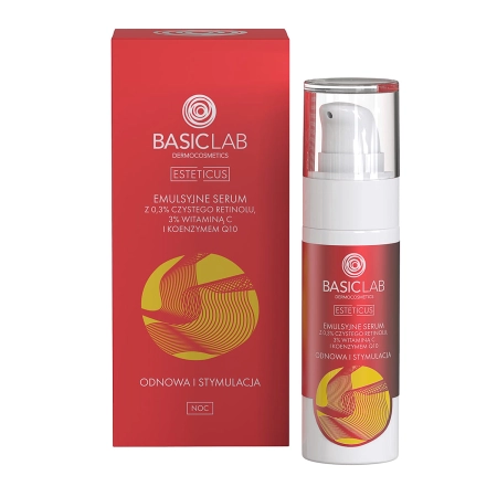 BasicLab - Esteticus - Obnova a stimulácia - Sérum v emulzii s 0,3% čistého retinolu, 3% vitamínu C a koenzýmom Q10 - 30ml