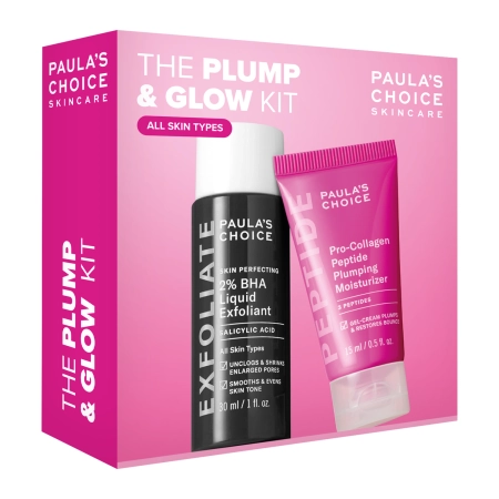 Paula's Choice - The Plump & Glow Kit - Sada pre elasticitu a rozžiarenie pleti - Peptidový krém 15ml + Kyselinový peeling 30ml