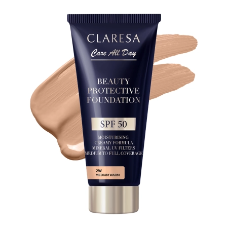 Claresa - Beauty Protective Foundation SPF 50 - Hydratačný make-up s filtrom SPF 50 - 2W Medium Warm - 30ml