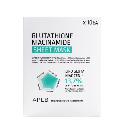 APLB - Glutathione Niacinamide Sheet Mask Set - Sada rozjasňujúcich plátienkových masiek na tvár - 10 x 25ml
