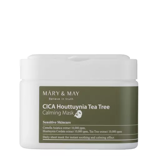 Mary&May - Cica Houttuynia Tea Tree Calming Mask - Sada upokojujúcich plátienkových masiek na tvár - 30ks