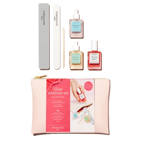 Manucurist - Soin - Glow Manicure Set - Sada na manikúru - Prípravok na zmäkčenie nechtovej kožičky 15ml + Lak 15ml + Sérum na ruky 15ml