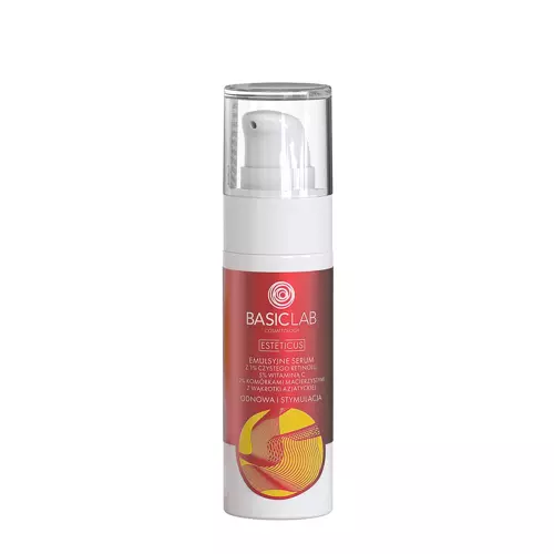 BasicLab - Esteticus - Obnova a stimulácia - Sérum v emulzii s 1% čistého retinolu, 5% vitamínom C, koenzýmom Q10 a 2% kmeňových buniek - 30ml