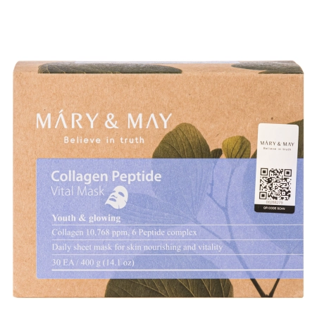 Mary&May - Collagen Peptide Vital Mask - Sada spevňujúcich plátienkových masiek na tvár - 30ks
