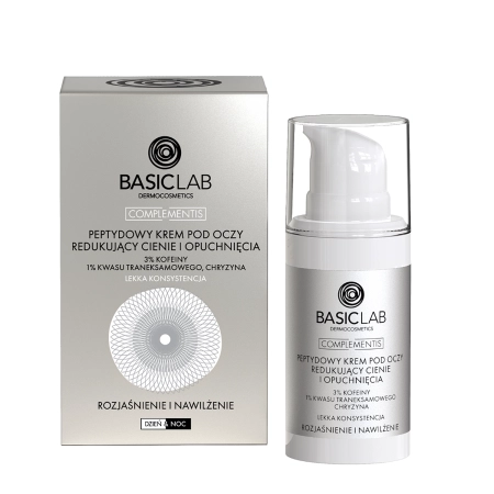 BasicLab - Rozjasnenie a hydratácia - Peptidový očný krém redukujúci tmavé kruhy a opuchy - 15 ml