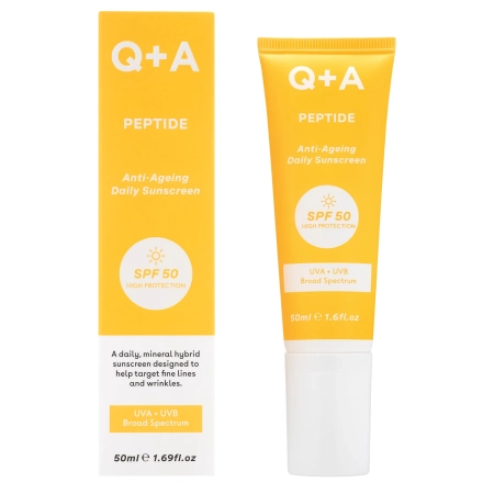 Q+A - Peptide SPF50 Anti-Ageing Facial Sunscreen - Krém na tvár proti vráskam s peptidom a SPF50 - 50ml