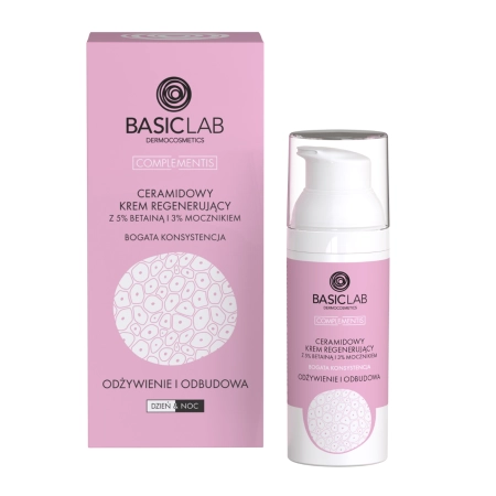 BasicLab - Complementis - Výživa a obnova - Regeneračný krém s ceramidmi, betaínom a ureou - bohatá konzistencia - 50ml