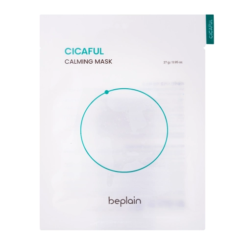 Beplain - Cicaful Calming Mask - Regeneračná a upokojujúca plátienková maska na tvár s extraktom z pupočníka ázijského - 27g