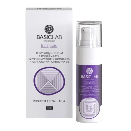 Basiclab - Esteticus - Redukcia a stimulácia - Korekčné sérum s retinalom 0,15%, komplexom rastových faktorov 2%, fytosfingozínom a karnozínom 2,0 - 30ml