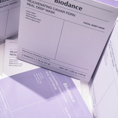 Biodance - Rejuvenating Caviar PDRN Real Deep Mask - Sada kolagénových plátienkových masiek na tvár s PDRN - 4ks/34g