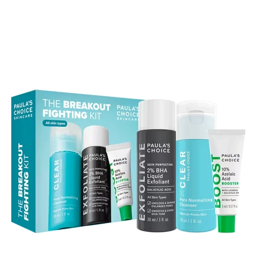 Paula's Choice - The Breakout - Fighting Kit - Sada na boj proti akné a čiernym bodkám - Sérum 5ml + Čistiaci gél 30ml + Exfoliačný roztok 30ml