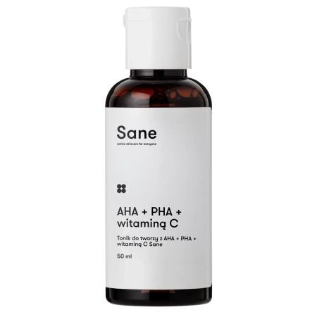 Sane - Face Toner PHA + AHA + Vitamin C 2% Purifying Glow Solution - Exfoliačno - rozjasňujúce tonikum na tvár - 50ml