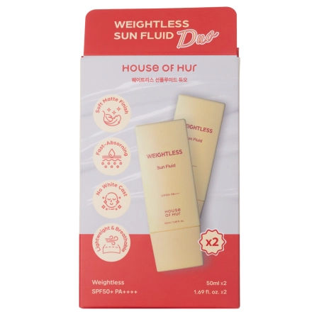 House of Hur - Weightless Sun Fluid Duo Set SPF 50+ PA++++ - Ľahké pleťové mlieko s SPF - Sada 2×50ml