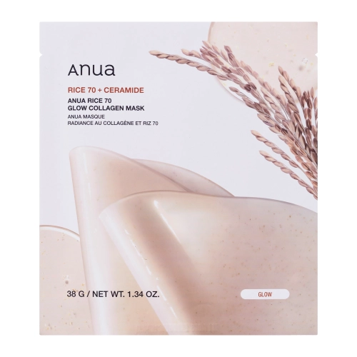 Anua - Rice 70 Glow Collagen Mask - Rozjasňujúca plátienková maska s kolagénom - 38g