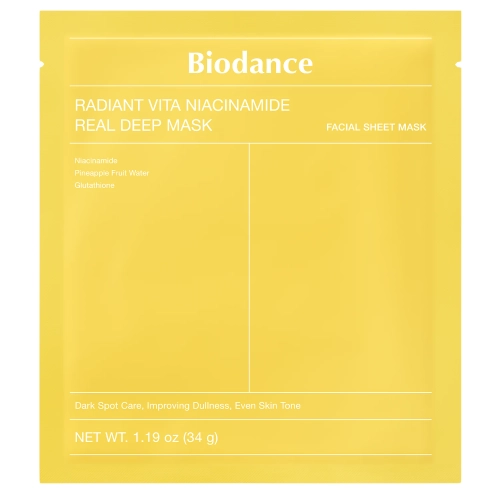 Biodance - Radiant Vita Niacinamide Real Deep Mask - Rozjasňujúca pleťová maska - 1ks/34g
