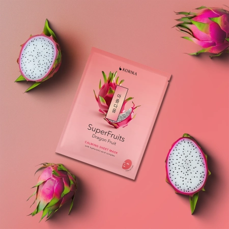 KORIKA - Superfruits Calming Sheet Mask Dragon Fruit - Upokojujúca plátienková maska na tvár - 1ks/25g