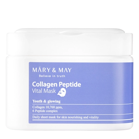 Mary&May - Collagen Peptide Vital Mask - Sada spevňujúcich plátienkových masiek na tvár - 30ks
