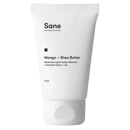 Sane - Mango + Shea Butter - Krém pre suchú pleť s mangovým a bambuckým maslom - 40ml