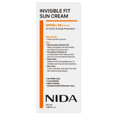 NIDA - Invisible Fit Sun Cream - Krém na tvár s SPF - 50ml