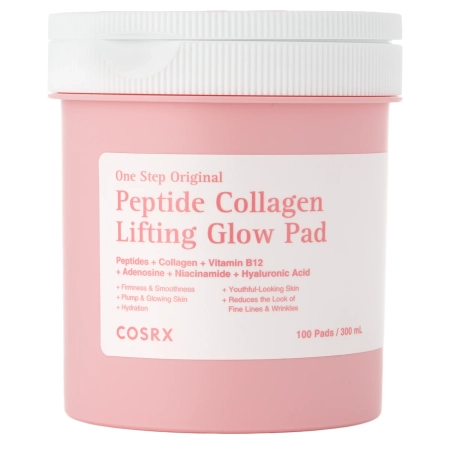 COSRX - One Step Original Peptide Collagen Lifting Glow Pad - Liftingujúco-rozjasňujúce pleťové tampóny s peptidmi a kolagénom - 300ml/100ks