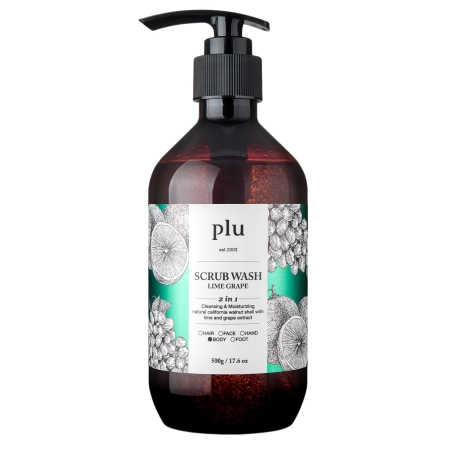 plu - Scrub Wash - Peelingujúci sprchový gél - Lime Grape - 500g