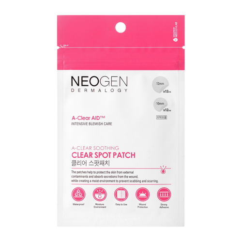 Neogen - Dermalogy A-Clear Soothing Clear Spot Patch - Upokojujúce náplasti na akné a nedokonalosti - 24 ks