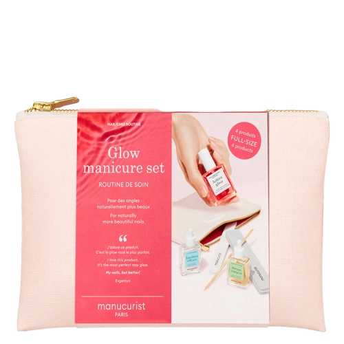 Manucurist - Soin - Glow Manicure Set - Sada na manikúru - Prípravok na zmäkčenie nechtovej kožičky 15ml + Lak 15ml + Sérum na ruky 15ml