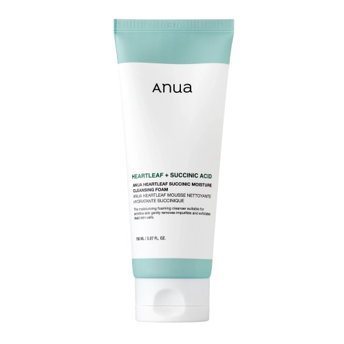 Anua - Heartleaf Succinic Moisture Cleansing Foam - Upokojujúca čistiaca pena na tvár - 150 ml