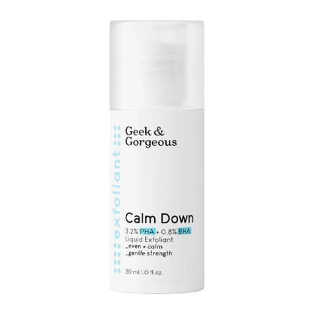 Geek & Gorgeous - Calm Down - Jemný exfoliant pre citlivú pleť s PHA a BHA kyselinami - 30ml