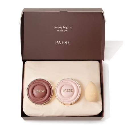Paese - Vianočná sada - Selfglow Set Warm - Krémový bronzer 8g + Krémová lícenka 8g + Hubka na make-up 1ks + Kozmetická taštička