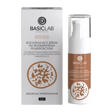BasicLab - Esteticus - Rozjasňujúce sérum na pigmentové škvrny s 5% dipalmitynanom kyseliny kojovej, 2% peptidom a karnozínom 2.0 - 30ml