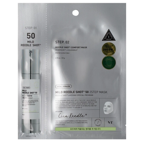 VT Cosmetics - Mild Reedle Shot 50 2Step Mask - Spevňujúca plátienková maska na tvár - 1,5g + 20g
