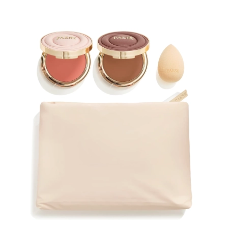 Paese - Vianočná sada - Selfglow Set Warm - Krémový bronzer 8g + Krémová lícenka 8g + Hubka na make-up 1ks + Kozmetická taštička