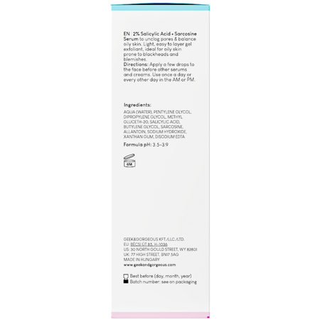 Geek & Gorgeous - Porefectly Clear - Sérum s 2% kyselinou salicylovou a sarkozínom - 30ml