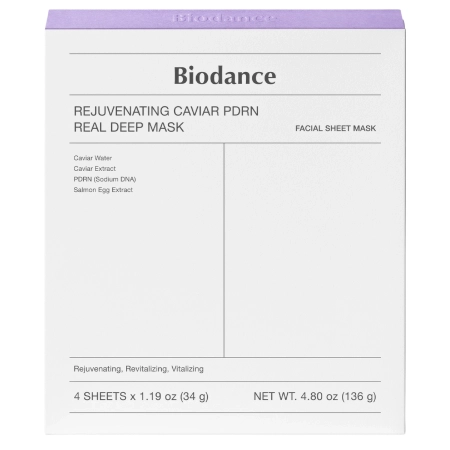 Biodance - Rejuvenating Caviar PDRN Real Deep Mask - Sada kolagénových plátienkových masiek na tvár s PDRN - 4ks/34g