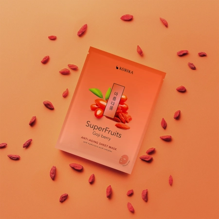 KORIKA - Superfruits Anti-aging Sheet Mask Goji Berry - Plátienková maska proti vráskam na tvár - 1ks/25g