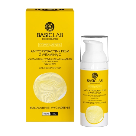 BasicLab - Rozjasnenie a vyhladenie - Antioxidačný krém s vitamínom C s ľahkou konzistenciou - 50ml