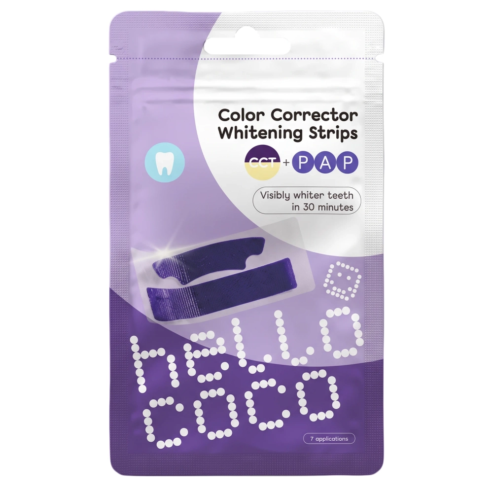 hello coco - Color Corrector Whitening Strips - Bieliace pásiky na zuby - 14ks