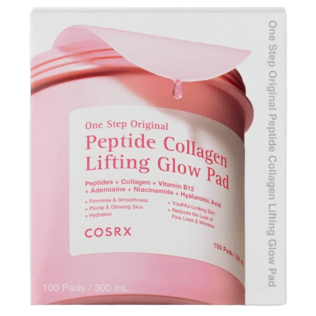 COSRX - One Step Original Peptide Collagen Lifting Glow Pad - Liftingujúco-rozjasňujúce pleťové tampóny s peptidmi a kolagénom - 300ml/100ks