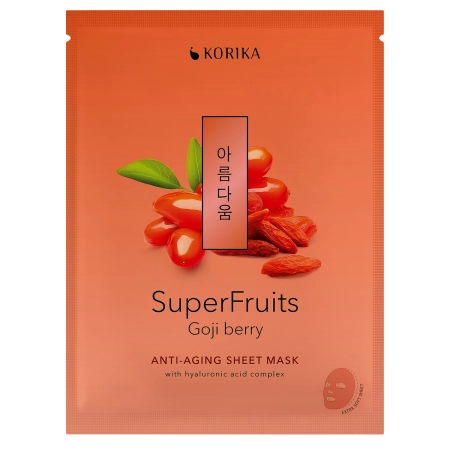 KORIKA - Superfruits Anti-aging Sheet Mask Goji Berry - Plátienková maska proti vráskam na tvár - 1ks/25g