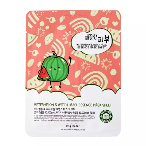 Esfolio - Pure Skin Watermelon & Witch Hazel Essence Mask Sheet - Plátienková maska s melónom - 25 ml