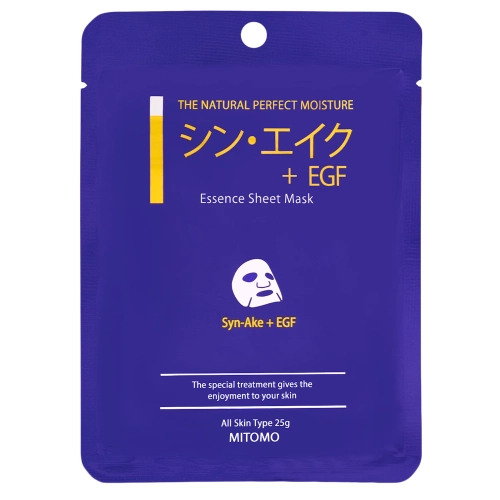 Mitomo - Syn-AKE + EGF Essence Sheet Mask - Plátienková maska so Syn-AKE a EGF - 1ks/25g