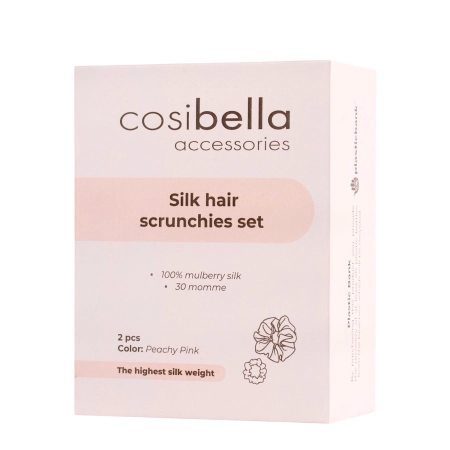 Cosibella Accessories - Sada hodvábnych gumičiek do vlasov - Peachy Pink