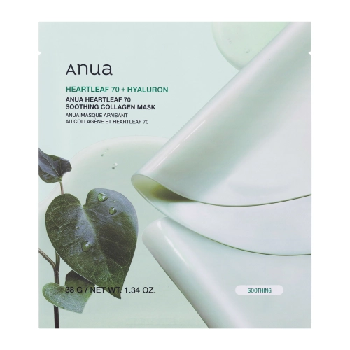 Anua - Heartleaf 70 Soothing Collagen Mask - Upokojujúca plátienková maska s kolagénom - 38g