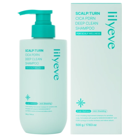 lilyeve - Scalp:Turn Cica PDRN Deep Clean Shampoo - Upokojujúco-čistiaci šampón na vlasy a pokožku hlavy - 500g