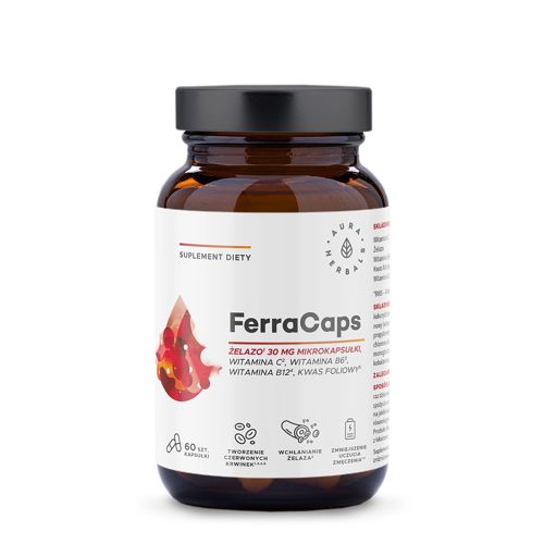 Aura Herbals - FerraCaps - Železo 30 mg - Mikrokapsule - 60ks