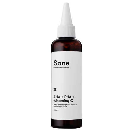 Sane - Face Toner PHA + AHA + Vitamin C 2% Purifying Glow Solution - Exfoliačno-rozjasňujúce tonikum na tvár - 100ml