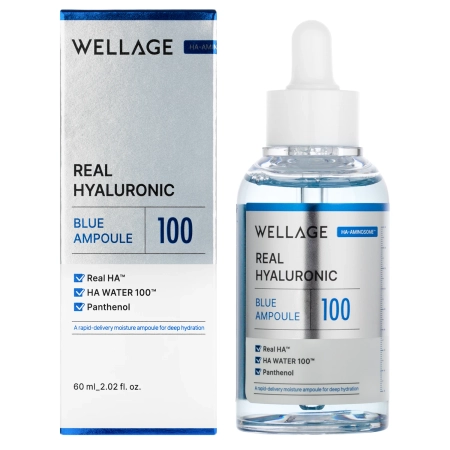 WELLAGE - Real Hyaluronic Blue 100 Ampoule - Intenzívne hydratačné sérum na tvár - 60ml
